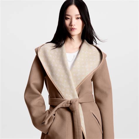 Reversible Signature Hooded Wrap Coat 